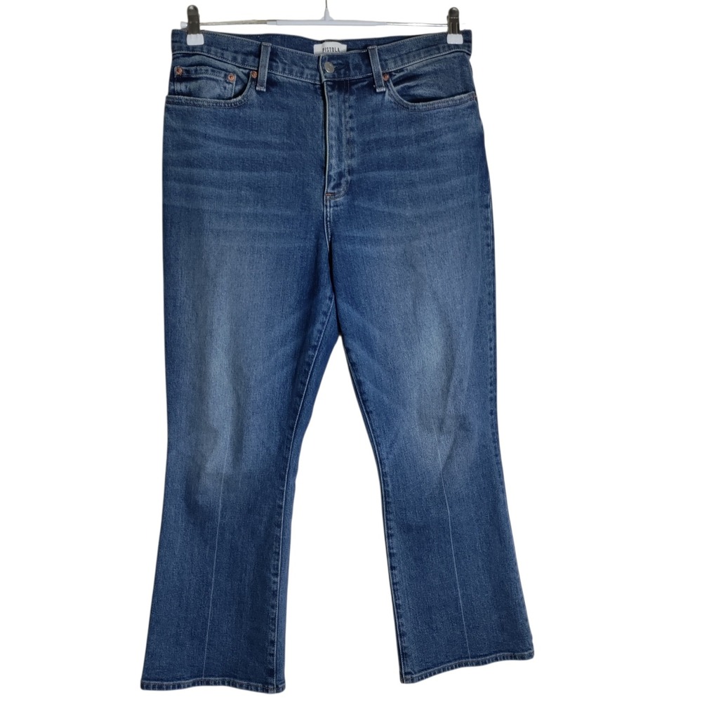 Pistola Milano High Rise Cropped Flare Jeans Medium Wash Blue Size 31